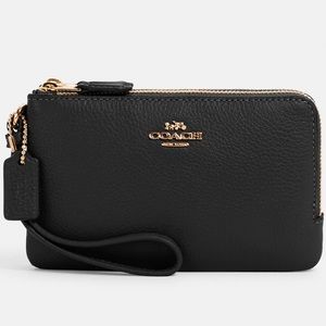 Coach Black Double Corner Zip Wristlet. NWOT.